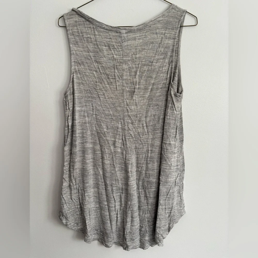 Relaxed Curved Hem Space Dye Marled Gray Scoop Neck Sleeveless Tank Top Medium - Picture 6 of 6